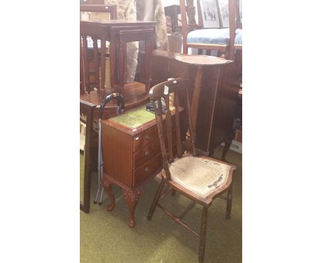 An Early 20th Century Half-Moon Side Table along with an oval coffee table, set of three brass fire tools, mirror, torchère, 