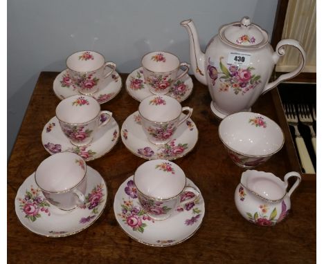 An Attractive Tuscan China Coffee Service, Complete, with Coffee Pot, Sugar Bowl, Cream Jug etc. (Was given as a wedding pres