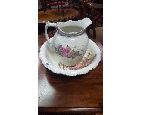A 19th Century Wash Jug and Basin.