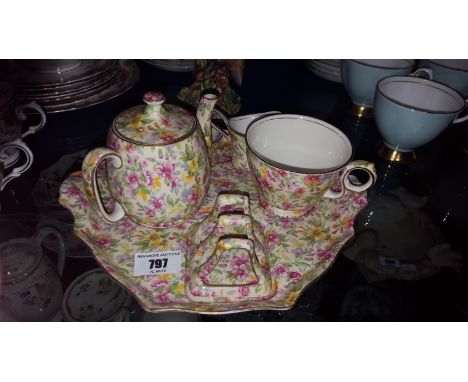 A Royal Winton "Countess" Chintz Breakfast Set (c.1930's/40's) " 5 piece set - cup, toast holder, jug, sugar bowl and serving