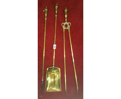 Three 19th Century  Brass Fire Tools.