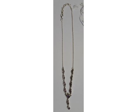 A Silver Amethyst Necklace.