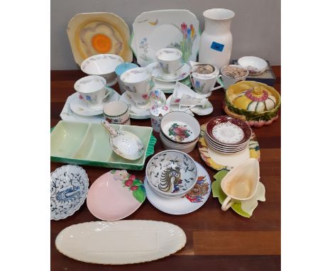 Ceramics to include Shelley part tea set, a Royal Copenhagen white glazed vase, a Shelley segmented dish, Poole Pottery and o