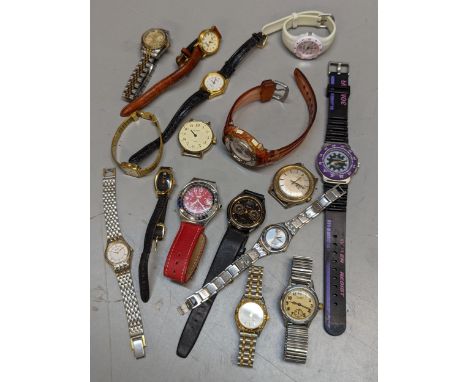 A collection of mixed wristwatches to include Citizen, Accurist, Lorus, Casio Baby-G and Swatch quartz watches together with 
