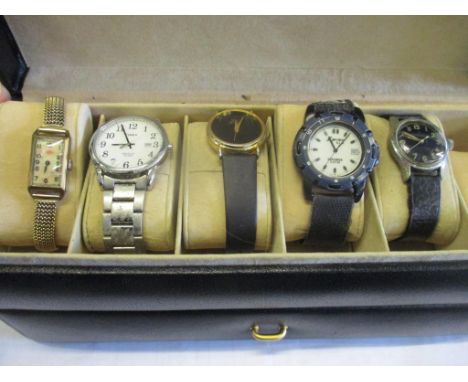 Mixed watches to include a Timex, Sekonda and others, together with a watch box 
