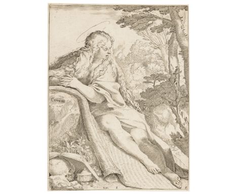 Carracci (Annibale, 1560-1609) Mary Magdalen in the Wilderness, etching and engraving, an evenly inked and detailed impressio