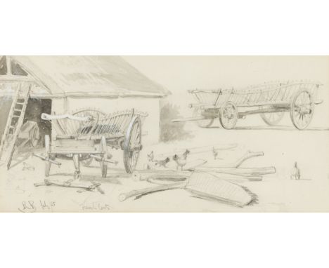 Beavis (Richard, 1824-1896) French Carts, graphite, monochrome wash, heightened with white, signed with initials, inscribed a