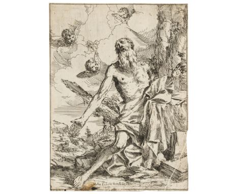 Carpioni (Giulio, 1613-1679) St Jerome kneeling beneath a tree; St Antony of Padua kneeling before a vision of Christ, two wo