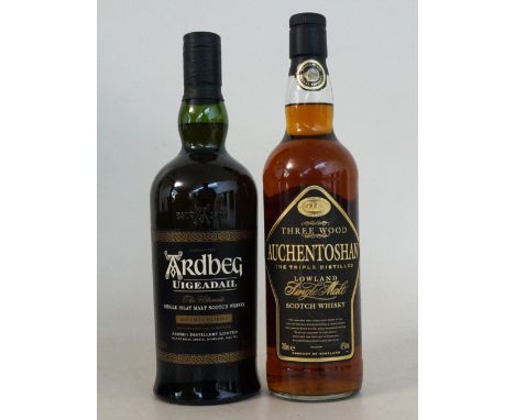 ARDBEG UIGEADAIL & AUCHENTOSHAN 3 WOOD
2 bottles.  ARDBEG UIGEADAIL Single Malt Scotch Whisky.  70cl.  54.2% abv.  in origina