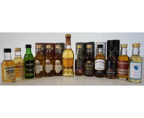 SELECTION OF MINIATURES
13 bottles.  A selection of Single Malt Scotch Whisky miniatures.  Including: Glen Garioch 10yo (40%,