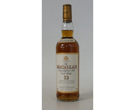 MACALLAN 12 YEAR OLD
1 bottle.  Macallan 12 Year Old Single Malt Scotch Whisky.  700ml.  40% abv.  Older style bottling of Th