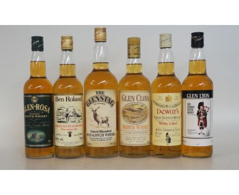 SELECTION OF BLENDED SCOTCH WHISKY
6 bottles.  DEWARS "WHITE LABEL" Blended Scotch Whisky.  70cl.  40% abv.  Condition excell