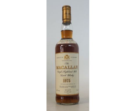 MACALLAN 18YO - 1975
1 bottle.  Macallan 18 Year Old Single Malt Scotch Whisky.  OB.  70cl.  43% abv.  Distilled 1975.  Bottl