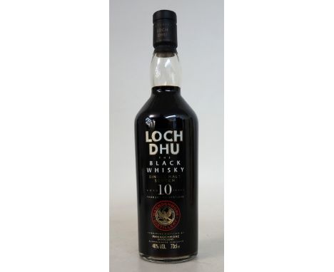 LOCH DHU 10YO - THE BLACK WHISKY
Single Malt Scotch Whisky. Loch Dhu 10yo. Distilled at Mannochmore Distillery. Level in neck