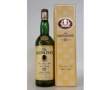 GLENLIVET 12 YEAR OLD
1 bottle.  Glenlivet 12 Year Old Single Malt Scotch Whisky.  OB.  70cl.  40% abv.  Bottled in the 1990'