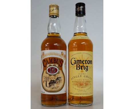 CAMBUS & CAMERON BRIG
2 bottles.  Cambus 15 Year Old Single Grain Scotch Whisky.  70cl.  63.6% abv.  A cask strength single g