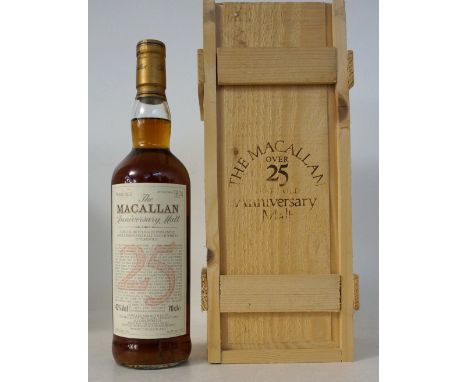 MACALLAN 25 YEAR OLD ANNIVERSARY MALT - 1972
1 bottle.  The Macallan Anniversary Malt 25 Year Old Single Malt Scotch Whisky. 