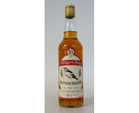 MANNOCHMORE - THE MANAGER'S DRAM
1 bottle.  Mannochmore 18 Year Old Single Malt Scotch Whisky.  70cl.  66% abv.  Bottled in 1