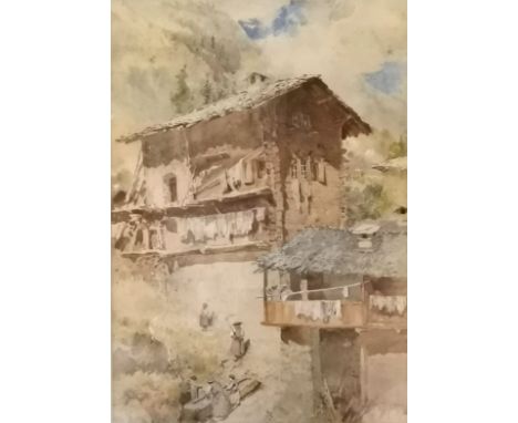 Antique watercolour painting of an asian village signed Donne - frame 54cm x 42cm ~ Benjamin John Merifeld Donne ??