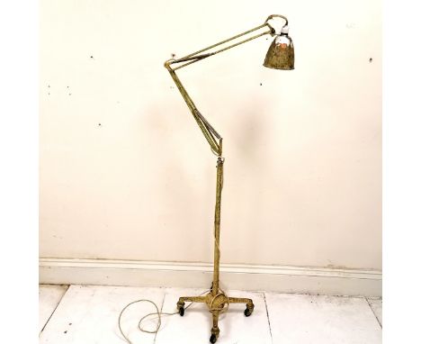 Vintage floor standing anglepoise lamp with paint decoration - has some losses to the paint decoration - 182cm total height e