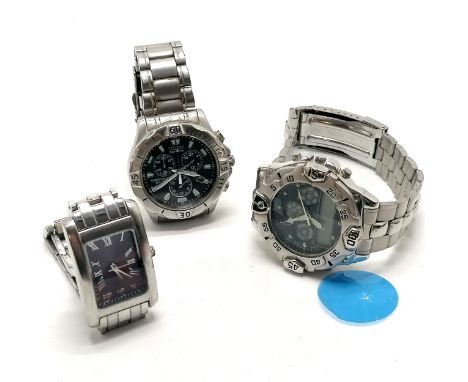 Citizen eco-drive chronograph WR100 wristwatch (40mm case) t/w 2 quartz wristwatches 1 unworn ~ untested
