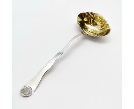 Antique Continental silver punch ladle with lemon gilded bowl with makers mark IU and lily detail to end of handle - 18cm &am