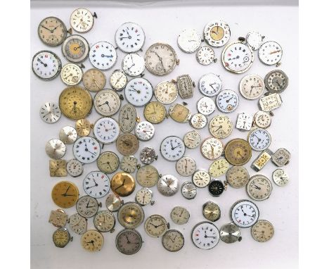 Large qty of mostly ladies wristwatch movements in Tudor, Tissot, Vertex, Tavannes, Zenith etc - for spares / repairs