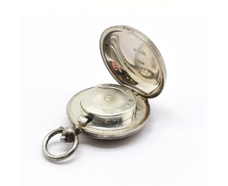 1912 silver engine turned sovereign case by Dennison Watch Case Co - 34mm diameter &amp; 32g total weight