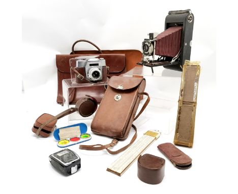 Antique Eastman Kodak Company USA Koilos No.3 folding camera in original leather case T/W an Agfa Colourflex camera in it's o