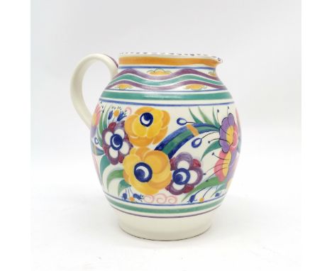 Poole England pottery jug #303/YO decorated by Eileen Prangnell (Chennell 1924-37) 20cm high with no obvious damage