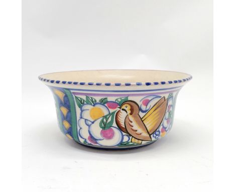 Carter Stabler Adams Ltd. Poole Pottery flared bowl #383/ZV decorated by Eileen Prangnell (Chennell 1924-37) : bird design by