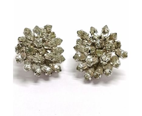 Christian Dior pair of white stone cluster clip-on earrings - 2cm
