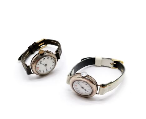 2 x silver cased manual wind wristwatches - smaller cased (24mm) running at time of listing &amp; for spares / repairs