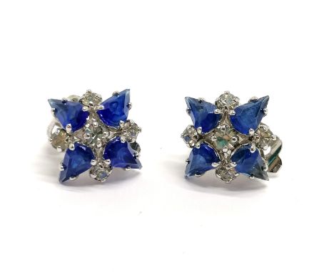 Christian Dior blue / white stone star shaped cluster clip-on earrings - 1.5cm
