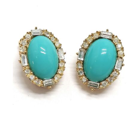 Christian Dior pale blue stone cluster clip-on earrings - 2cm