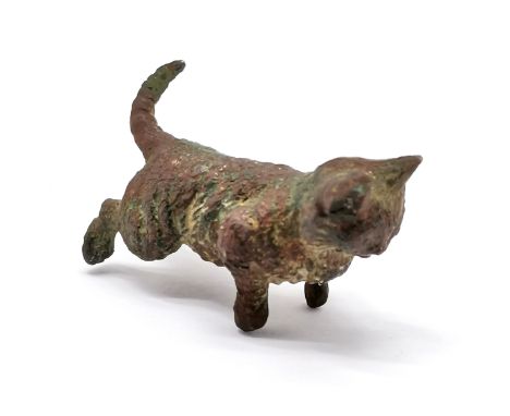 Antique Austrian cold painted bronze study of a cat - 3.5cm tall and has losses to the paint