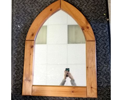 Contemporary Gothic arch wooden mirror - 96cm high x 69cm wide
