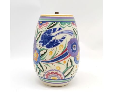 Large Poole Pottery blue-bird lamp base /HE decorated by Marian Heath (De'Ath - 1925-38) ~ 31cm high with no obvious damage