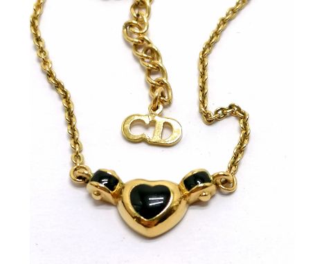Christian Dior gold tone necklet with stone set heart detail - 40cm