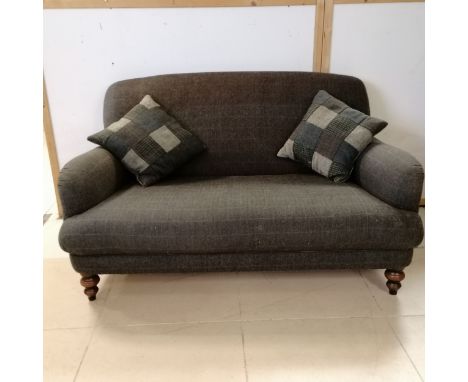 Tetrad Breamar 2 seater sofa upholstered in grey Harris Tweed  155cm wide x 102cm deep x 88cm high - In good used condition