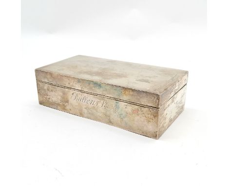 1979 silver hallmarked table box with engine turned detail by Turner &amp; Simpson Ltd - 17cm x 8.5cm x 5cm &amp; 365g total 