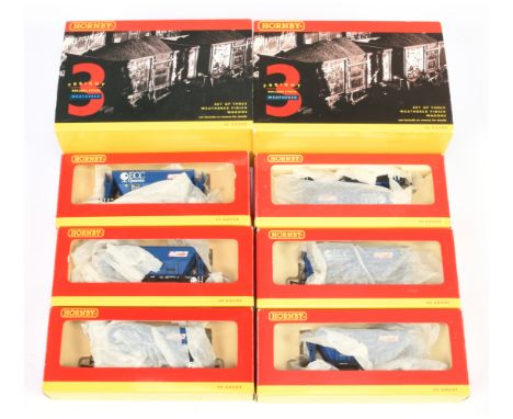 Hornby (China) pair of Wagon Pack comprising of R.6332 3X Procor Hoppers "ECC Quarries" &amp; R.6332A 3X Procor Hoppers "ECC 