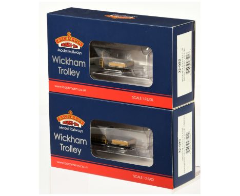 Bachmann pair of Wickham Trolley Cares comprising of 32-992 BR Engineers Yellow and 32-993 Engineers Yellow with Wasp Stripes