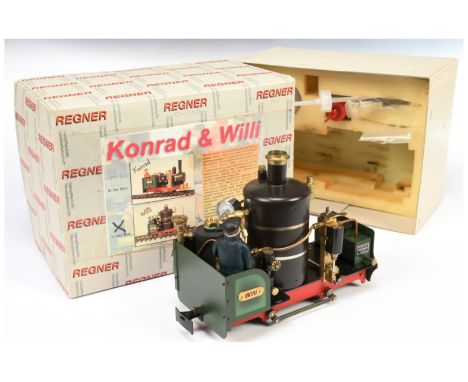 Regner 16mm Scale Live Steam Green "Willi" Locomotive has been fired includes accessories and instructions. Condition is Good