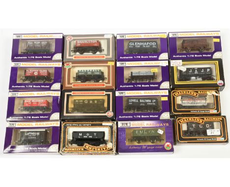 Mainline, Dapol &amp; Similar OO Gauge mixed group of Wagons and Coach to include Dapol Ref. B662 4 Plank Wagon "Pwlleli Gran