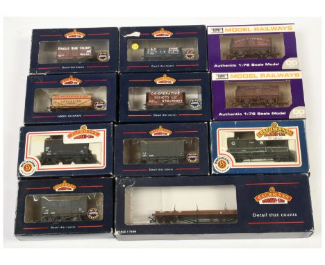 Bachmann &amp; Dapol OO Gauge mixed group of wagons to include Bachmann Ref. 37-057 5 Plank Wagon Wooden Floor No. 245 "J &am
