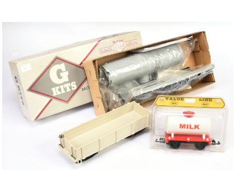 Bachmann G Scale &amp; Hartland Locomotive Works mixed group of Unbuilt Kit and wagons to include Bachmann Big Haulers G Kits