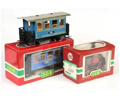 LGB G Scale Ref 20680 Rail Truck plus a pair of boxed and unboxed 3013 OBB Speisewagen Coaches (See photo) Conditions are Goo