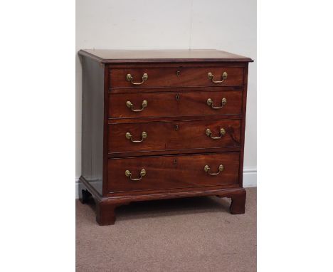 George III mahogany chest, with moulded rectangular top over four graduated drawers, raised on bracket feet, W80cm, H80cm, D4