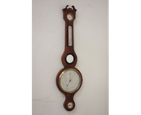 George III figured mahogany barometer, swan neck pediment, signed 'F.Vago Perth', H98cm Condition Report Click here for furth
